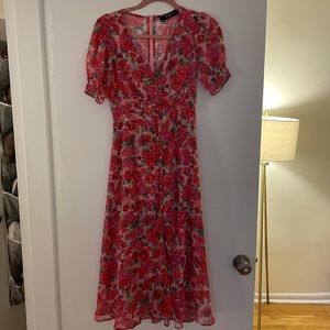 OPT pink floral midi dress